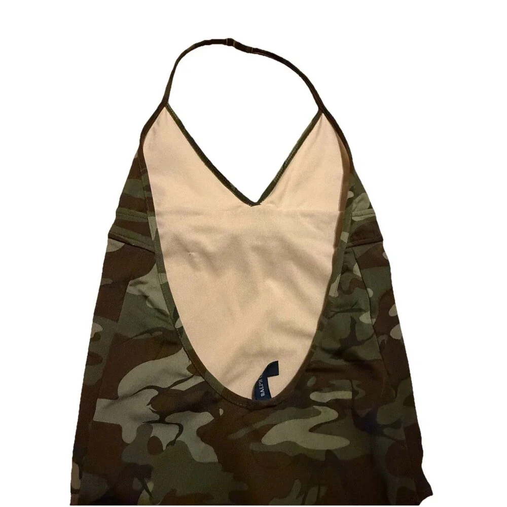 Polo Ralph‎ Lauren Girls 16 Camo One Piece Swimsuit Halter Youth Swimwear